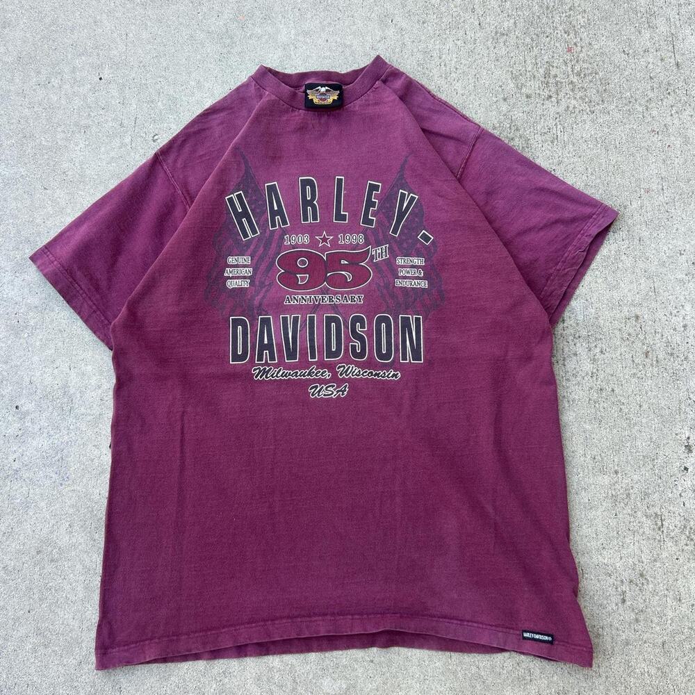 1998 Harley Davidson 95th anniversary maroon t-shirt